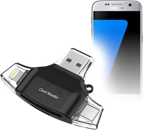 BoxWave Smart Gadget Compatible with Samsung Galaxy S7 - AllReader SD Card Reader, microSD Card Reader SD Compact USB - Jet Black in Kuwait