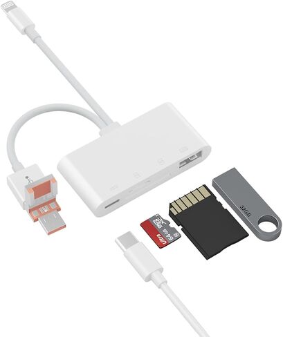 Memory Card Reader, USB OTG Adapter & SD C ard Reader for i-Phone/i-Pad,USB C and USB A Devices with Micro S D & S D Card Slots in Kuwait