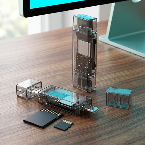 3 in 1 Transparent to Card Reader SD/TF Card Adapter for iPhone iPad & USB Plug and Play Data Transfer Tool in Kuwait