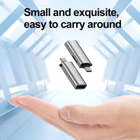 USB 3.0 Card Reader 2-in-1 High-Speed Dual Interface TF Card and USB Adapter Plug and Play for Laptops Galaxy, Black in Kuwait