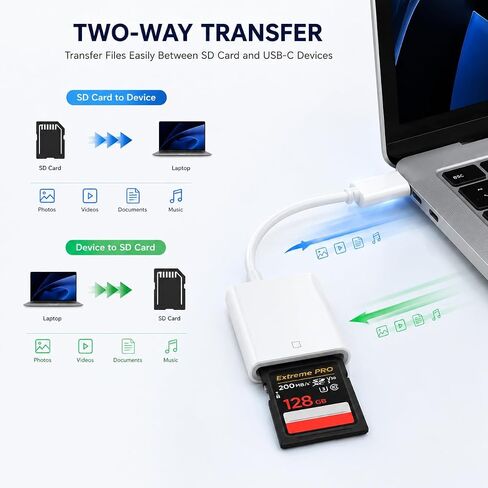 USB-C to SD Card Reader, Type-C SD Memory Card Reader Adapter, High Speed OTG Card Reader for iPhone 15/16, MacBook Pro/Air, iPad Pro/Air, Android Phones, Cameras, Plug and Play in Kuwait