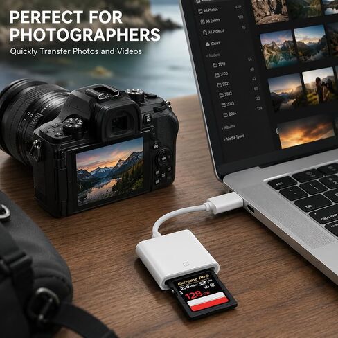 USB-C to SD Card Reader, Type-C SD Memory Card Reader Adapter, High Speed OTG Card Reader for iPhone 15/16, MacBook Pro/Air, iPad Pro/Air, Android Phones, Cameras, Plug and Play in Kuwait