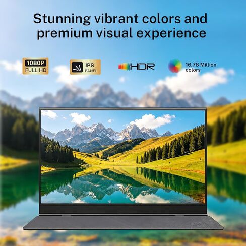 15.6 Inch Portable Monitor 1080P FHD IPS HDR Laptop Screen, 1.5lb Ultra Thin Travel Display, Dual USB-C & Mini HDMI, Magnetic PU Foldable Stand Case, Plug and Play for MacBook iPhone with two Speaker in Kuwait