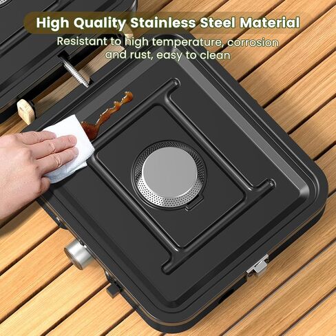 OGERY 2-Burner Foldable Camping Stove with Griddle (Textured & Smooth) and Carrying Bag, Portable Propane Camp Stove with 2 Adjustable Burners & Piezo Ignition, for Camping Tailgating Essentials Gear in Kuwait
