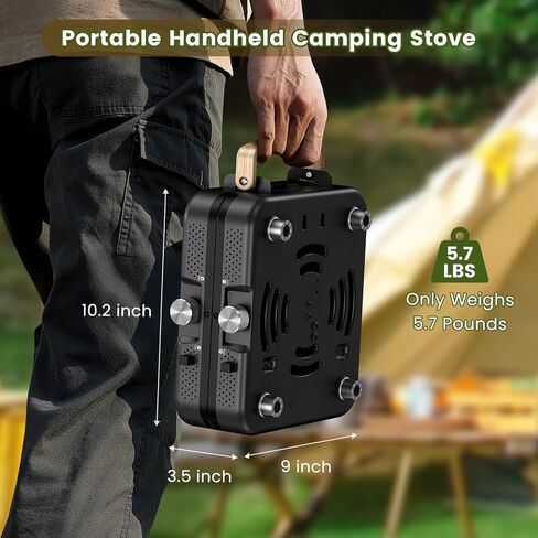 OGERY 2-Burner Foldable Camping Stove with Griddle (Textured & Smooth) and Carrying Bag, Portable Propane Camp Stove with 2 Adjustable Burners & Piezo Ignition, for Camping Tailgating Essentials Gear in Kuwait