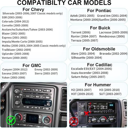 Plug&Play Car Stereo for Chevrolet Silverado 1500/2500/3500 Suburban Tahoe 2003-2006 /Sierra Impala Yukon Avalanche 2003-2006,7" IPS Touchscreen with CarplayAndroid Auto 30-EQ/Subwoofer Output in Kuwait
