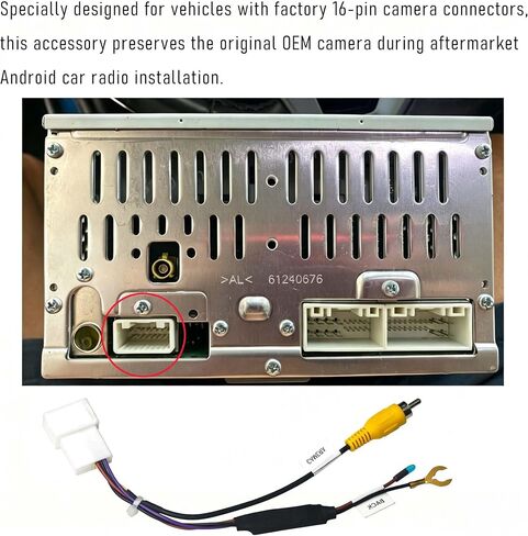 Backup Camera RCA Video Cable 16 Pin to RCA Plug Adapter Connector Car Reverse Rear View Camera Video Cable for Hyundai Elantra Sonata Accent Tucson Genesis KIA Car Stereo Radio Head Unit in Saudi Arabia