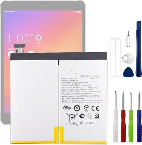 C12P1602 3.85V 7800mAh Battery, Compatible with ASUS ZenPad Z10 P001 ZT500KL 3S 10 Z500KL,Comes with a Battery Installation Tool in Kuwait