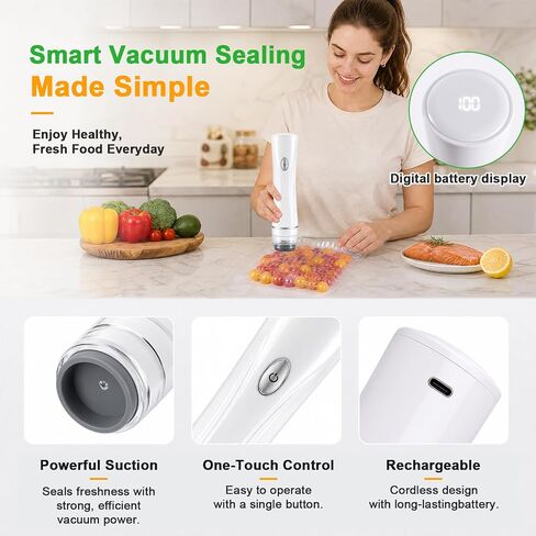 Higfra Vacuum Sealer for Food 30 Reusable Bags & 20ml Tank in Kuwait