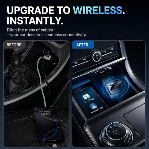Wireless CarPlay Adapter– Android Auto Wireless Adapter, 5.8GHz Wi-Fi Plug & Play,Mini and Stable iOS 10+/Android 10+, Fast Auto-Connect for Cars 2016+ (1Pcs) in Kuwait