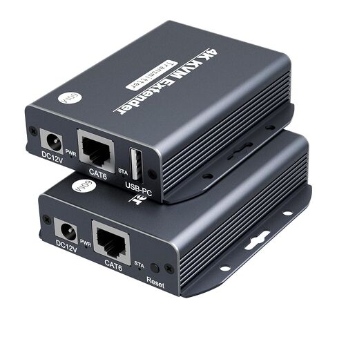HDMI KVM Over Ethernet Extender Balun Over CAT5e/6/7 Cable 4K@30Hz 1080P Upto 495Feet, Supports Keyboard and Mouse USB HDMI Loop Out, Power Over Cable Zero-Lantency (Black) in Kuwait