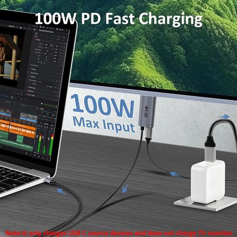 USB C to HDMI Cable 4K@60Hz Adapter with 100W PD Fast Charging in Kuwait