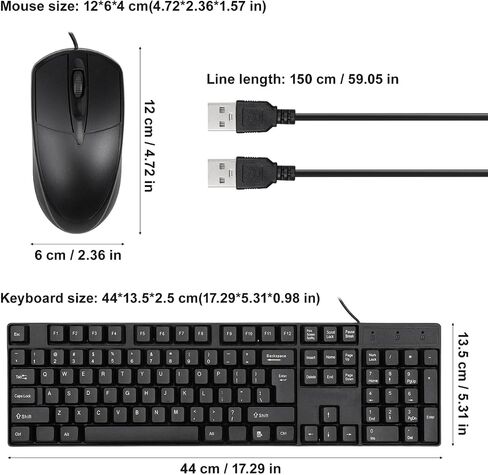 Artibetter Wired USB Keyboard and Mouse Combo Black 104 Keys Full Size in Kuwait