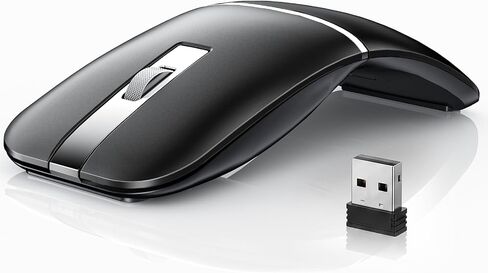 Bluetooth Travel Mouse, Foldable Rotatable Wireless, Black in Kuwait