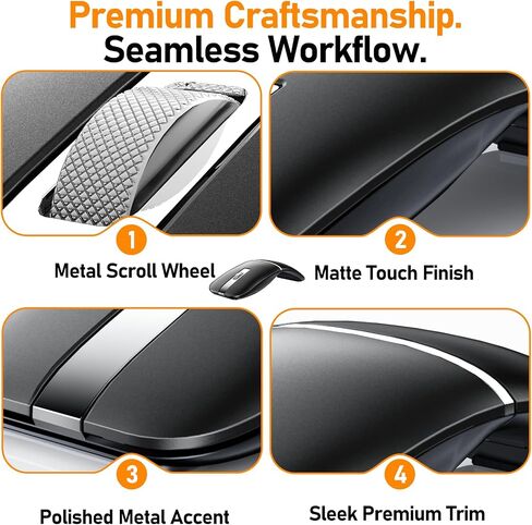 Bluetooth Travel Mouse, Foldable Rotatable Wireless, Black in Kuwait
