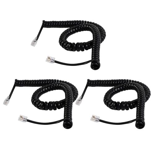 Rindion 3PCS Phone Cord for Landline, 10 Ft Uncoiled/1.2 Ft Coiled Telephone Cord, Universally Phone Cable for Use in Home or Office(Black) in Saudi Arabia