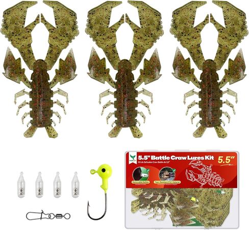 Battle Craw Soft Plastic Crawfish Lures Kit with Removable Rattles in Saudi Arabia
