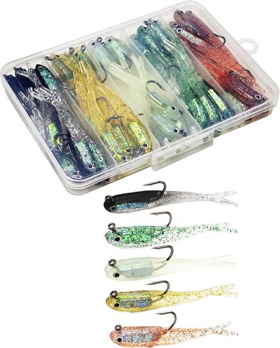 Split Tail Silicone Swimbaits 40pcs, Pre-Rigged Bass Bait in Saudi Arabia