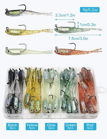 Split Tail Silicone Swimbaits 40pcs, Pre-Rigged Bass Bait in Saudi Arabia