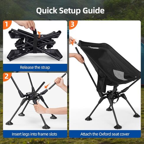 Trakiom Portable Folding Chair 360 Swivel Outdoor Camping Supports 330 LBS in Saudi Arabia