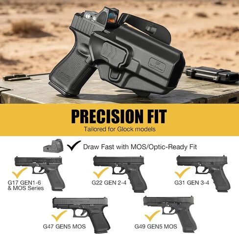 OWB Holster for Glock 17 19 19X MOS Gen 3-6 Optic Ready Level II Right Hand in Kuwait