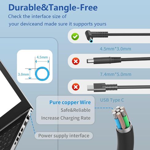 45W 2.31A Laptop Charger Compatible with HP TPN-DA16 L25296-001 R-41013323 in Kuwait