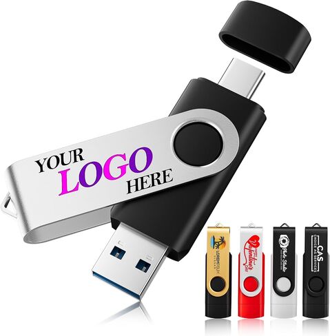 Custom 2 in 1 Type-c & USB 2.0 Flash Drive 512MB for Android/iPhone 15/16/17, 25PCS Personalized Memory Sticks with Printed Logo/Text for Company/Education/Corporate Events in Kuwait