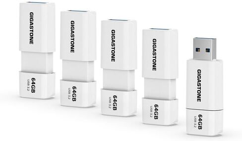 GIGASTONE 64GB Flash Drive (5 Pack) Z60 USB 3.2 Gen 1, 100MB/s Ultra Fast, Retractable Capless Slider Design, Data Storage, Backup for PC/Mac/TV/Car Audio, USB 2.0/3.0/3.1 Compatible in Kuwait
