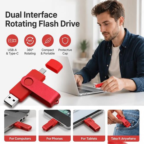 USB C Flash Drive, Portable Type-C Thumb Drive Dual Port USB Memory Stick in Kuwait