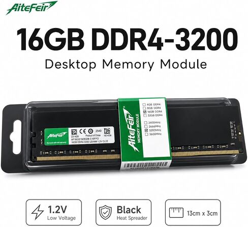 16GB DDR4 3200MHz Desktop RAM, PC4-25600 288-Pin 1.2V High Performance Memory, Plug and Play Upgrade for Intel & AMD Gaming & Office PCs in Kuwait