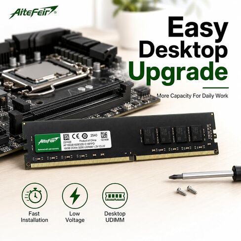 16GB DDR4 3200MHz Desktop RAM, PC4-25600 288-Pin 1.2V High Performance Memory, Plug and Play Upgrade for Intel & AMD Gaming & Office PCs in Kuwait