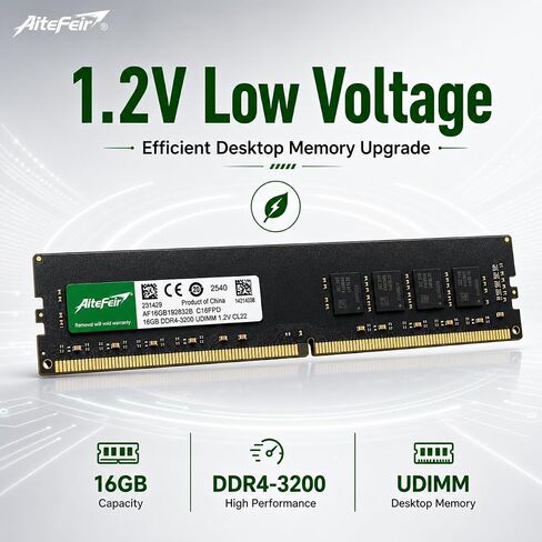 16GB DDR4 3200MHz Desktop RAM, PC4-25600 288-Pin 1.2V High Performance Memory, Plug and Play Upgrade for Intel & AMD Gaming & Office PCs in Kuwait