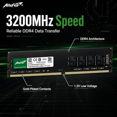 16GB DDR4 3200MHz Desktop RAM, PC4-25600 288-Pin 1.2V High Performance Memory, Plug and Play Upgrade for Intel & AMD Gaming & Office PCs in Kuwait