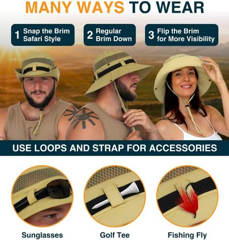 GearTOP UPF 50+ Safari Hats for Women Sun Hats for Men & Women, Mens Bucket Hat Hiking Golf Beach & Fishing Hat for Men in Kuwait