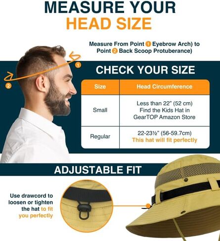 GearTOP UPF 50+ Safari Hats for Women Sun Hats for Men & Women, Mens Bucket Hat Hiking Golf Beach & Fishing Hat for Men in Kuwait