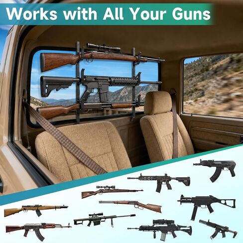 Rear Window Gun Rack for Truck, Heavy Duty 3 Rifle/Shotgun Holder in Kuwait