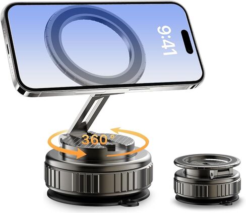 Phone Holders for Your Car, Ultra Vacuum Suction Cup Magnetic Car Phone Holder Mount 360° Adjustable Foldable Cars Phone Stand Compatible with MagSafe iPhone All Smartphones in Kuwait