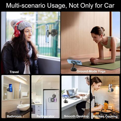 Phone Holders for Your Car, Ultra Vacuum Suction Cup Magnetic Car Phone Holder Mount 360° Adjustable Foldable Cars Phone Stand Compatible with MagSafe iPhone All Smartphones in Kuwait