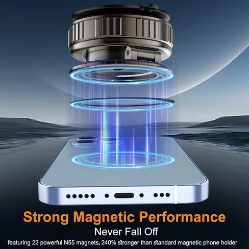 Phone Holders for Your Car, Ultra Vacuum Suction Cup Magnetic Car Phone Holder Mount 360° Adjustable Foldable Cars Phone Stand Compatible with MagSafe iPhone All Smartphones in Kuwait