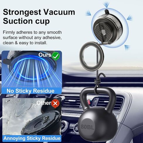 Phone Holders for Your Car, Ultra Vacuum Suction Cup Magnetic Car Phone Holder Mount 360° Adjustable Foldable Cars Phone Stand Compatible with MagSafe iPhone All Smartphones in Kuwait