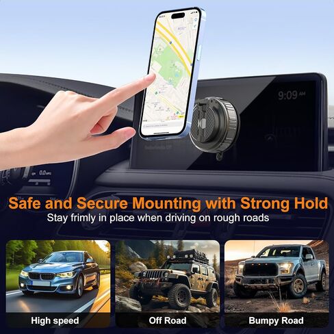 Phone Holders for Your Car, Ultra Vacuum Suction Cup Magnetic Car Phone Holder Mount 360° Adjustable Foldable Cars Phone Stand Compatible with MagSafe iPhone All Smartphones in Kuwait