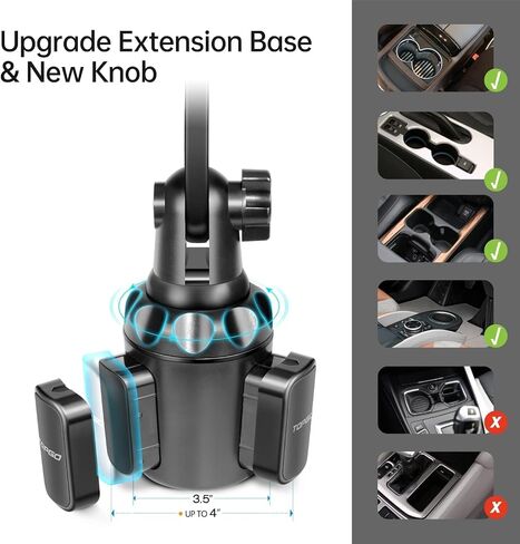 TOPGO Cup Phone Holder for Car, [No Shaking & Stable & Adjustable Pole] Car Cup Holder Phone Mount, Cell Phone Cradle for iPhone 14, Samsung and More Smart Phone - Black in Kuwait