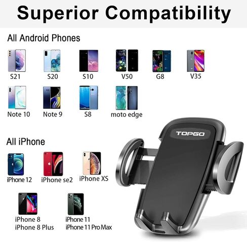 TOPGO Cup Phone Holder for Car, [No Shaking & Stable & Adjustable Pole] Car Cup Holder Phone Mount, Cell Phone Cradle for iPhone 14, Samsung and More Smart Phone - Black in Kuwait