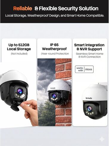 Tenda 5MP QHD Outdoor Pan/Tilt Wi-Fi Security Camera, 360° Full Coverage, Color Night Vision, AI Human/Vehicle/Motion Detection, 2-Way Talk, IP65, WiFi 6,24/7 Plug-in Guard for Your Yard (CH7 2.0) in Saudi Arabia