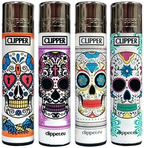 حزمة - 4 عناصر - مجموعة Clipper Lighter Sugar Skulls "Mexican Skulls" من Clipper in Kuwait