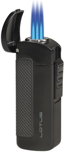 Lotus CEO Triple Torch Lighter – 3 Jet Flame with Fold-Out Cigar Punch, Fuel Window, Large Flame Adjuster, All-Metal Body (Butane Fuel Not Included) (Black Matte) in Saudi Arabia