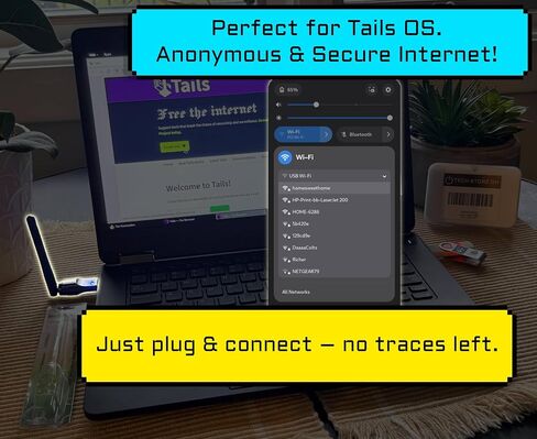 Tails Linux USB + Plug-and-Play WiFi Adapter Kit Bundle in Kuwait