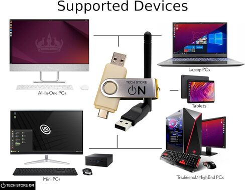 Tails Linux USB + Plug-and-Play WiFi Adapter Kit Bundle in Kuwait