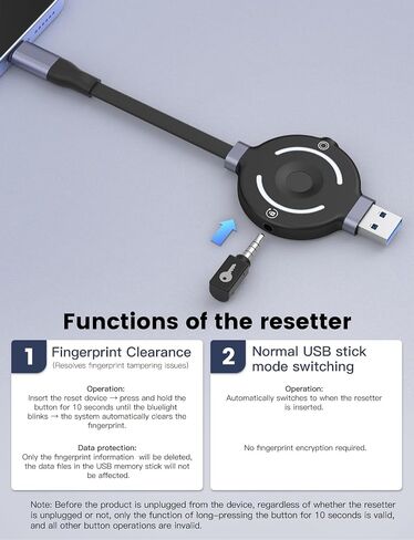 Plug & Play USB3.2 Type C Hardware Fingerprint Encrypted Flash Drive, Emergency Reset Tool, No Software Setup, 64 Fingerprints,Universal for PC/Laptop/Phone(128GB) in Kuwait