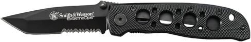 Smith & Wesson CK5TBS 7.4in High Carbon S.S. Folding Knife with a 3.2in Serrated Tanto Blade and Aluminum Handle for Outdoor, Tactical, Survival and EDC in Saudi Arabia